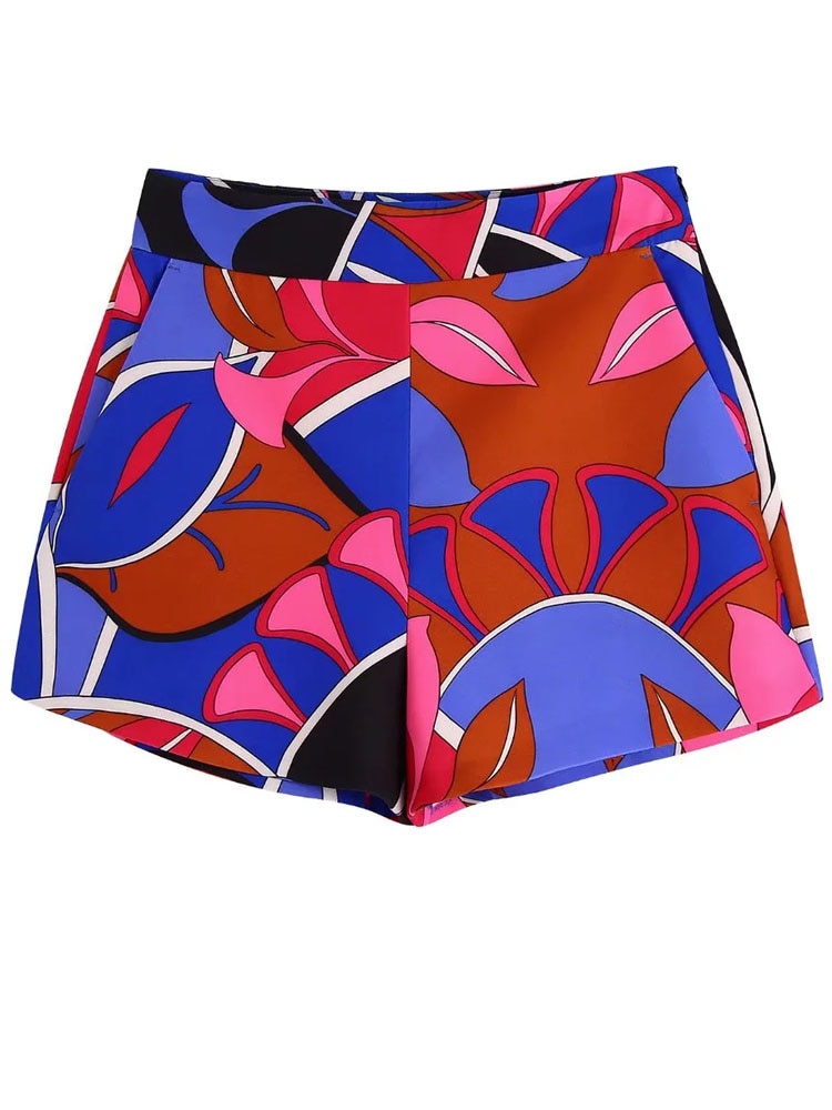 Yipinpay 2023 Print Bermuda Shorts Woman High Waist Short Pants Women Summer Y2k Fashion Pockets Beach Baggy Casual Shorts Sets