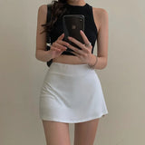 Yipinpay Skirt Women High Waist Sexy Girl Tight Bag Hip Short Skirt Summer Sports Culottes split A-line Mini skirt Y2K
