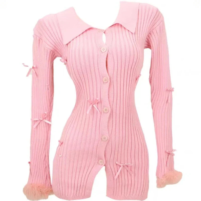 Yipinpay Autumn Pink Knitted Suit Woman Kawaii Elegant Set Korea Fashion Clothing Woman Casual Sweater + Slim Bodycon Y2k Mini Skirt