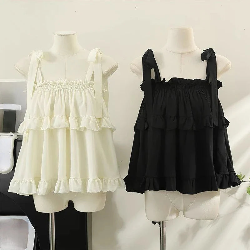 Yipinpay Summer Kawail Sleeveless Shirt Women Evening Party Slim Sweet Blouse Office Lady Causal Outwaer Elegant Top Korean Fashion