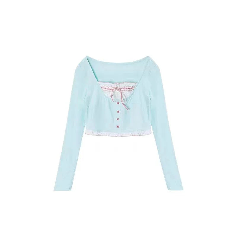 Yipinpay Winter Sweet 2 Piece Set Women Evening Party Slim Elegant Blouse + Office Lady Casual Outwaer Mini Skirt Korean Fashion