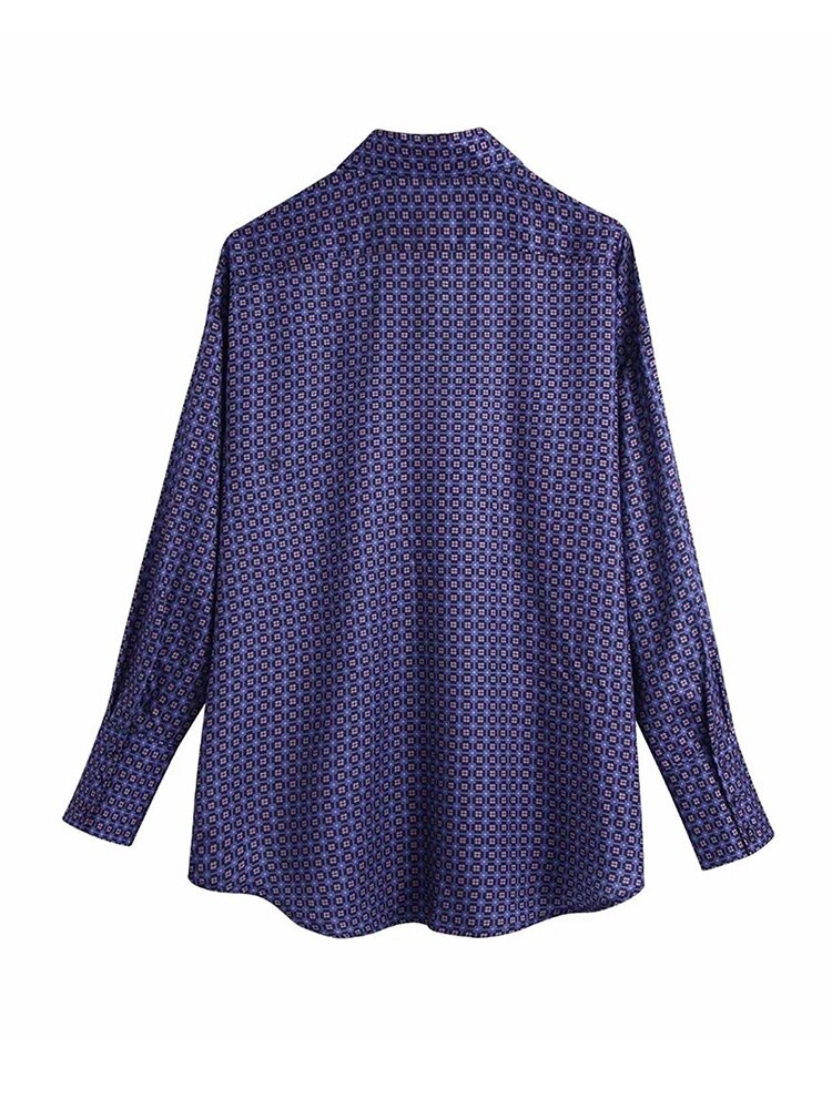 Yipinpay 2023 Spring Autumn Women Printed Blouses Shirt Causal Turn Down Collar Long Sleeved Thin Tops Single Breasted T-Shirts