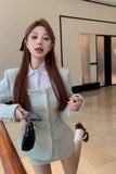 Yipinpay Hot Girl Suit for Women's Autumn/Winter Square Collar Woolen Jacket High Waisted Mini Skirt Two-piece Set Female Clothes
