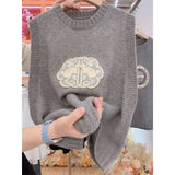 Yipinpay round neck knitted vest for women's inner wear, spring 2024 new sweater vest for external wear