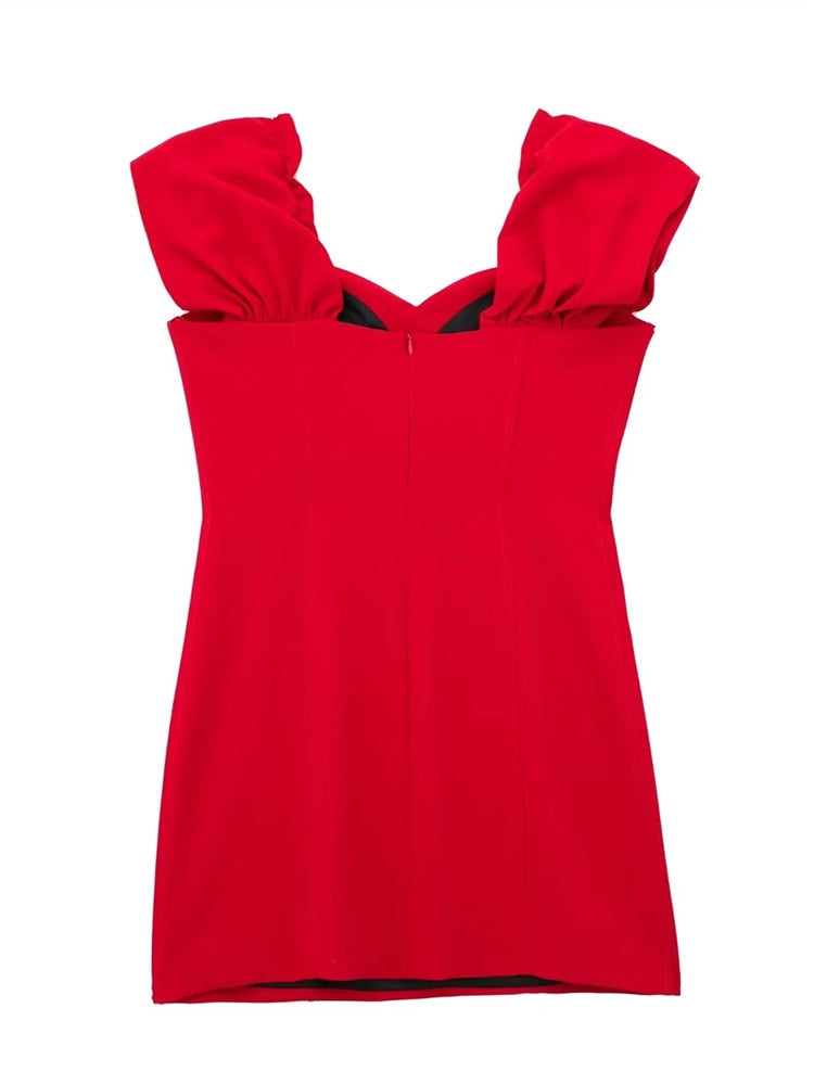 Yipinpay 2023 Red Dress Woman Off Shoulder Elegant Sexy Short Dresses Backless Short Sleeve Mini Evening Party Dresses For Women