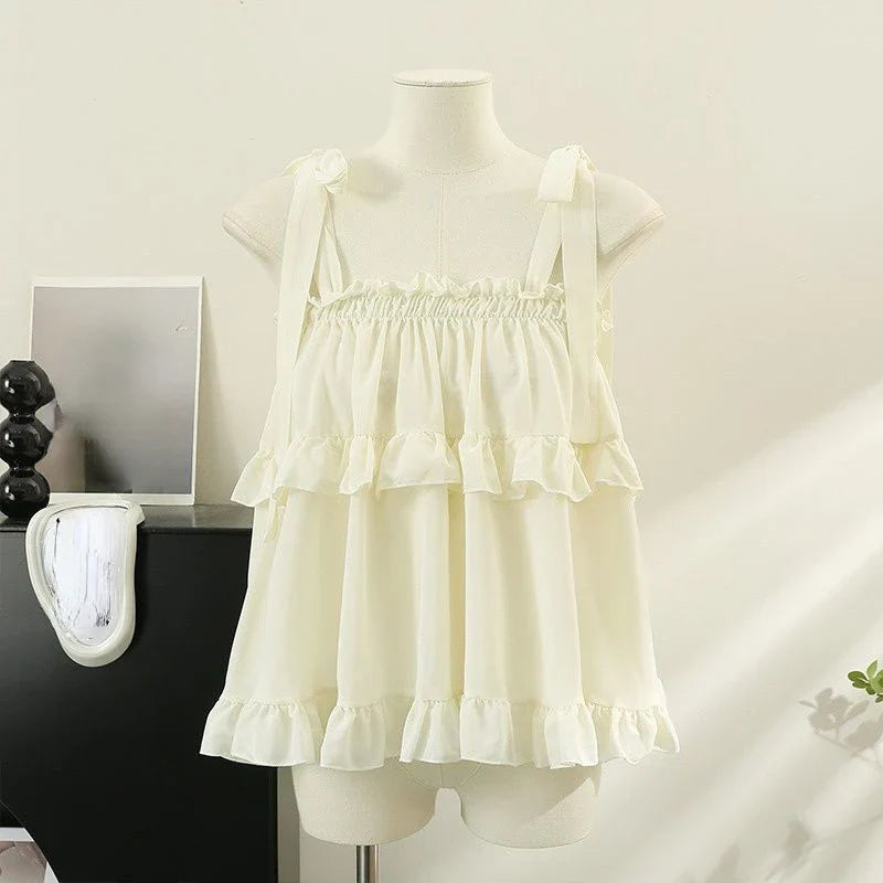 Yipinpay Summer Kawail Sleeveless Shirt Women Evening Party Slim Sweet Blouse Office Lady Causal Outwaer Elegant Top Korean Fashion