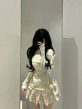 Yipinpay Summer Sweet Skirt 2 Piece Set Office Lady Outwear Mini Skirt + Women Evening Party Elgegant Y2k Sweater Korean Fashion