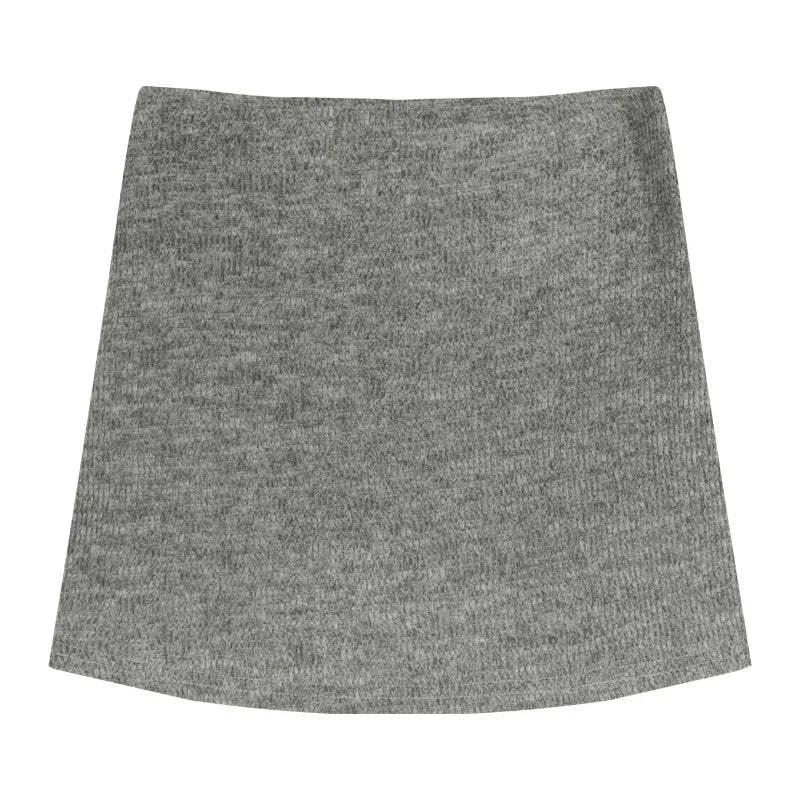 Yipinpay Autumn New Grey Casual Knitted Suits Sexy 2 Piece Skirt Set Woman Elegant Y2k Crop Tops + High Waist Slim Mini Skirt Korean