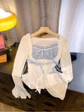 Yipinpay Spring Janpan Style Kawaii 2 Piece Skirt Sets Women Casual Sweet Crop Tops + Outwear High Waist Slim Mini Skirt Lolita Suit
