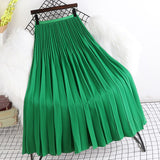 Yipinpay 2023 Spring Autunn Pleated Skirt Women Casual Fashion Elegant Solid Color High Waist Long Midi Skirts Ladies Chic Saia