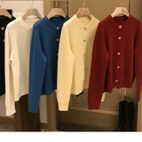 Yipinpay O-Neck Sweater French Elegant Single Breasted Women's Spring Autumn Winter New Fashion All-match Long Sleeve Top Coat