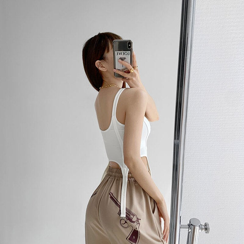 Yipinpay Irregular Hook White Tank Top Women Summer New Chic Square Collar Sleeveless Tops Vest Outwear