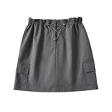 Yipinpay Spicy Girl American Retro Short Skirt for Women High Waist Slim Quick Drying Casual Drawstring Cargo Skirt Women Clothing