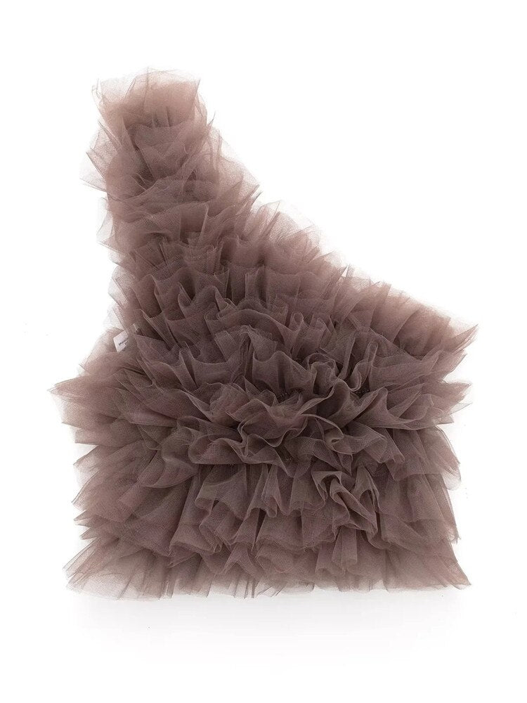 Yipinpay Mesh Crop Top Women Asymmetric Tulle Knit Top Female Sleeveless Off Shoulder Tops For Women 2023 Backless Sexy Tank Tops