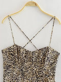 Yipinpay 2023 Leopard Print Corset Dress Woman Knot Slip Long Dress Women Summer Backless Sexy Midi Dresses Elegant Party Dresses