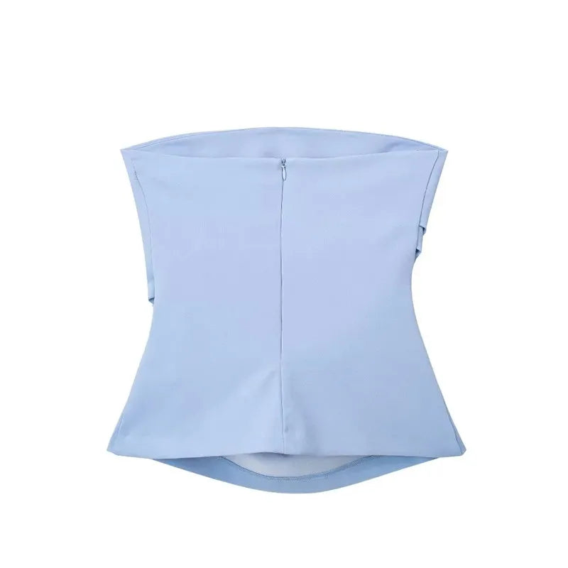 Yipinpay 2023 Black Tube Top Female Off Shoulder Corset Tops For Women Ruched Sleeveless Summer Top Woman Fashion Backless Sexy Tops