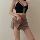 Yipinpay Skirt Women High Waist Sexy Girl Tight Bag Hip Short Skirt Summer Sports Culottes split A-line Mini skirt Y2K