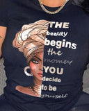 Yipinpay summer women's t shirt short sleeve Printed Letter Tops female clothing