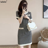 Yipinpay 2023 new style elegant temperament small fragrance high sense fashion casual short sleeved dress women