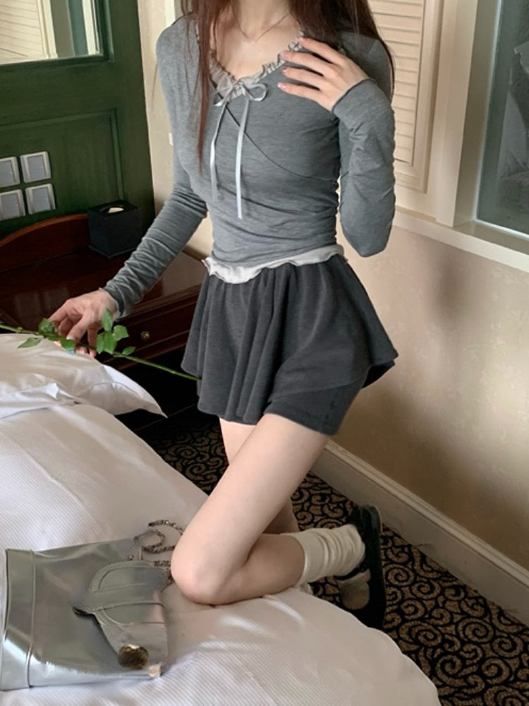 Yipinpay Summer 3 Piece Dress Set Woman Casual Slim Vest + Pure Color Sexy Tops + Elegant Y2k Mini Skirt Korean Fashion Suit Female