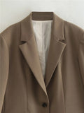 Yipinpay 2023 Brown Long Blazer Women Oversize Blazer Woman Long Sleeve Women's Spring Jacket Office Casual Elegant Womens Jackets