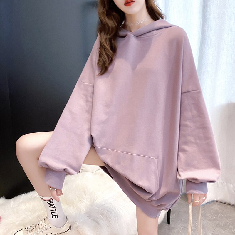 Yipinpay Sweet Women Hoodies Fashion Cute Rabbit Ears Hooded Pullovers Lantern Sleeve Loose Baggy Female Tops Plus Size 2023 HOT