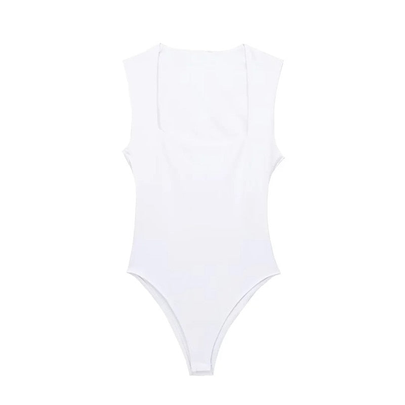 Yipinpay 2023 Black Body Woman Square Neck Sexy Lingerie For Women Body Sleeveless Bodysuit Women Wide Straps Bodycon Summer Tops