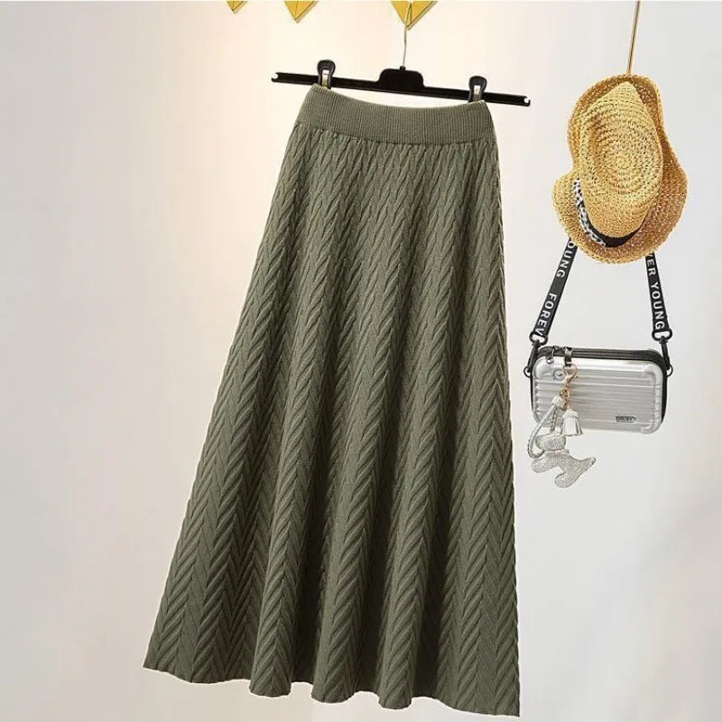 Yipinpay half length skirt for women spring mid length 2024 high waisted A-line skirt showing thin umbrella skirt female tops