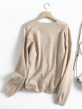 Yipinpay Women 2024 Twist Woolen Knit Sweater Jumper V Neck Female Elegant Loose Pullovers Chic Tops