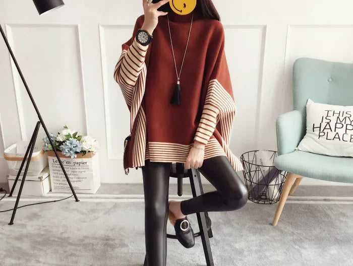 Yipinpay Women Pullover Female Sweater Fashion Autumn Winter Shawl Warm Casual Loose Knitted Tops
