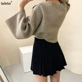 Yipinpay piece knitted sweater Set short pullover vest + bat sleeve sweaters cloak 2pc sets Korean style woolen ladies elegant Top