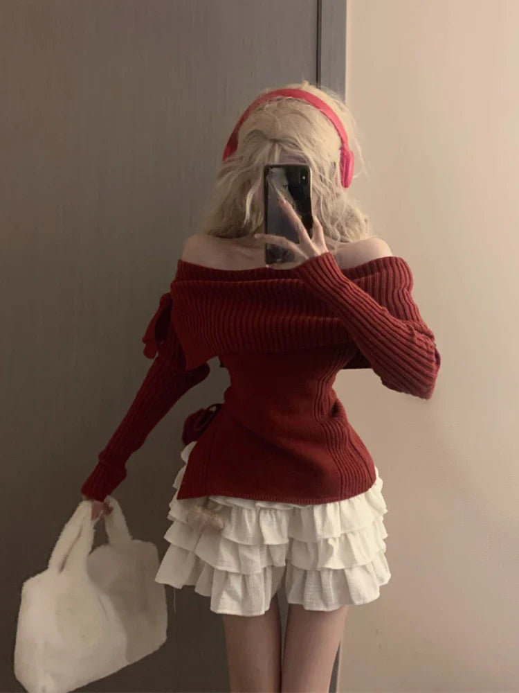 Yipinpay Summer Sweet Skirt 2 Piece Set Office Lady Outwear Mini Skirt + Women Evening Party Elgegant Y2k Sweater Korean Fashion