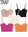 Yipinpay 2023 Lace Corset Top Female Black Crop Top Women Cut Out Sexy Tank Top Woman Orange Rosy Backless Summer Bustier Tops Y2k