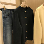 Yipinpay O-Neck Sweater French Elegant Single Breasted Women's Spring Autumn Winter New Fashion All-match Long Sleeve Top Coat