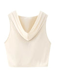 Yipinpay Pleated Crop Top Woman Sleeveless Hooded Blouses Women Casual Fashion Woman Blouse 2023 Streetwear Cropped Blouses Female
