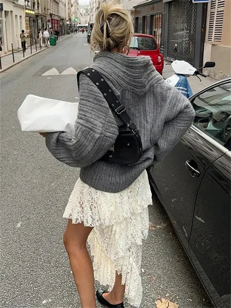 Yipinpay Off-Shoulder Solid Knit Sweater Women Casual Loose Long Sleeve Patchwork Oversized Sweater Slim Fashion Pullover Female