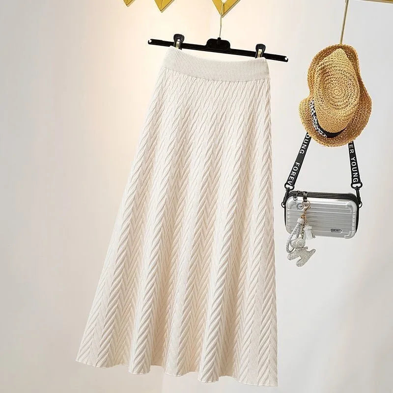 Yipinpay half length skirt for women spring mid length 2024 high waisted A-line skirt showing thin umbrella skirt female tops