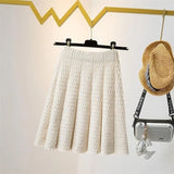 Yipinpay and Winter High Waist Knitted Half Skirt Women Versatile A-line Skirt Pleated Skirt Wearing Short Skirt Outside Women