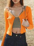 Yipinpay Women Ribbed Knit Cropped Tops Sexy Knitted Long Sleeve Cardigan Sweaters for Ladies Casual Shirts Pullovers Spring 2024