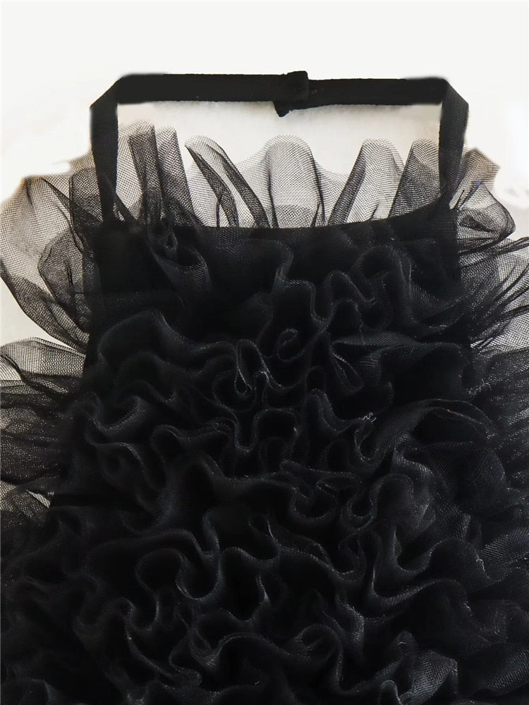 Yipinpay Black Mesh Halter Top Female Tulle Crop Top Women Backless Sexy Top Woman 2023 Streetwear Y2k Off Shoulder Tops For Women