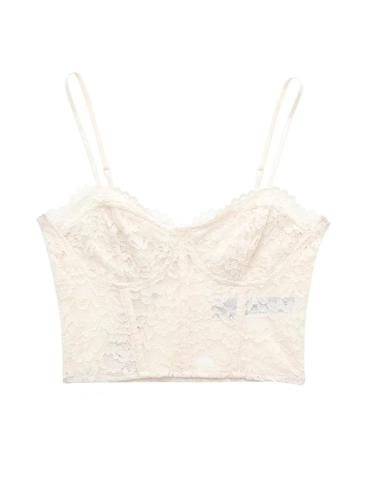 Yipinpay 2023 Lace Corset Top Female Black Crop Top Women Cut Out Sexy Tank Top Woman Orange Rosy Backless Summer Bustier Tops Y2k