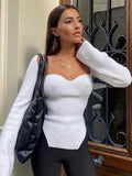 Yipinpay Long Sleeve Sweater 2024 Autumn Women Knit Ribbed Top Ladies Casual Knitted Tops Pullover Off-Shoulder Knitwear Black