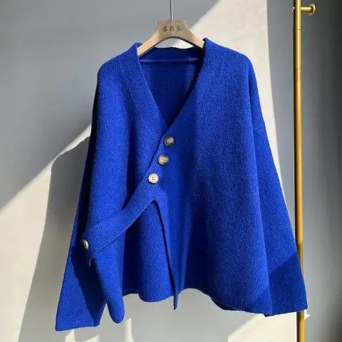 Yipinpay women's jacket design small autumn winter high-quality soft loose long thick knit cardigan long sleeve sweater cardigan