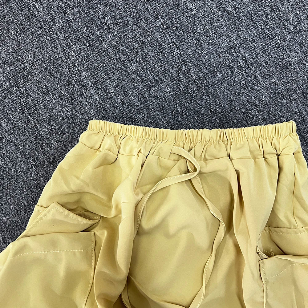 Yipinpay Summer Women Skirts American Spicy Girls Drawstring Cargo Half Skirt High Waist Versatile Causal Slim Short Skirt for Women