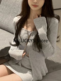 Yipinpay Autumn Elegant Skirt 2 Piece Set Office Lady Casual Long Sleeve Blouse + Women Party Slim Mini Skirt Korean Fashion Chic