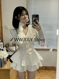 Yipinpay Casual Knitted Sweater Tops Casual Slim Y2k Mini Skirt Party Elegant Clothing Korean Fashio 2 Piece Set Skirt Woman 2024
