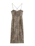 Yipinpay 2023 Leopard Print Corset Dress Woman Knot Slip Long Dress Women Summer Backless Sexy Midi Dresses Elegant Party Dresses