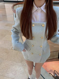 Yipinpay Hot Girl Suit for Women's Autumn/Winter Square Collar Woolen Jacket High Waisted Mini Skirt Two-piece Set Female Clothes