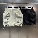 Yipinpay Summer Women Skirts American Spicy Girls Drawstring Cargo Half Skirt High Waist Versatile Causal Slim Short Skirt for Women