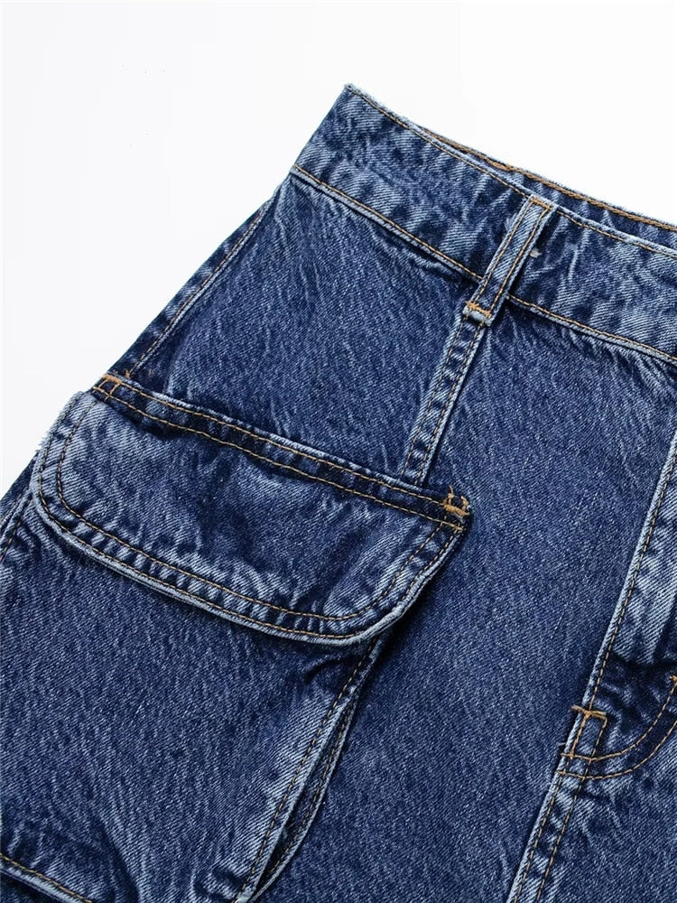 Yipinpay 2023 Denim Mini Skirt Women Cargo Jean Skirts Y2k Faded High Waist Blue Skirt Woman Fashion Streetwear Sexy Short Skirts